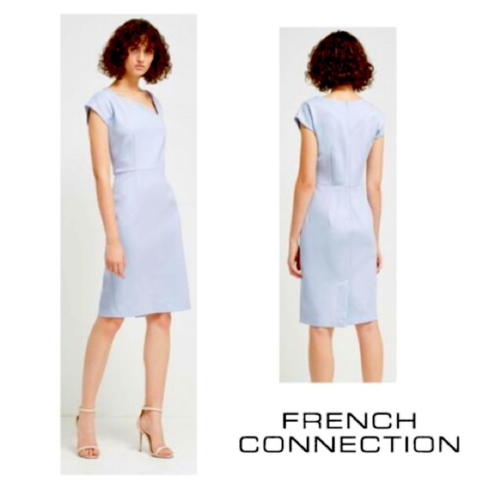 NWT French Connection Lula Stretch Slash Neck Dress | color: salt water, size: 4